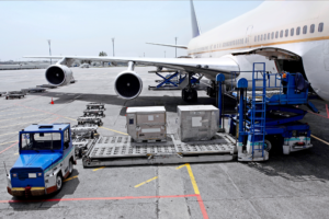 Cargo plane being loaded with cargo to connect to global countries