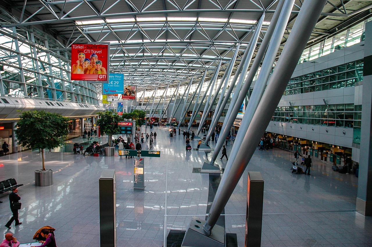 Passenger airport check-in area in Germany